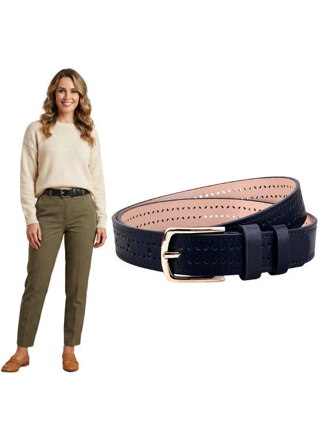 Classic Milano Women's Belt with Gift Box | Faux Leather Ladies Belt for Dresses, Jeans & Gowns | Stylish Womens Belt | Adjustable Girls Belt | Belt for Women with Elegant Buckle